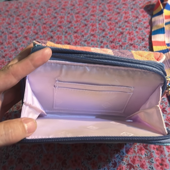 Vera Bradley Tropics Plaid Bundle Lanyard Zip ID All In One Crossbody - Picture 6 of 13